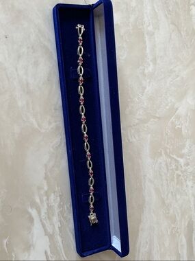 Sterling Silver Bracelet with Ruby Gemstones